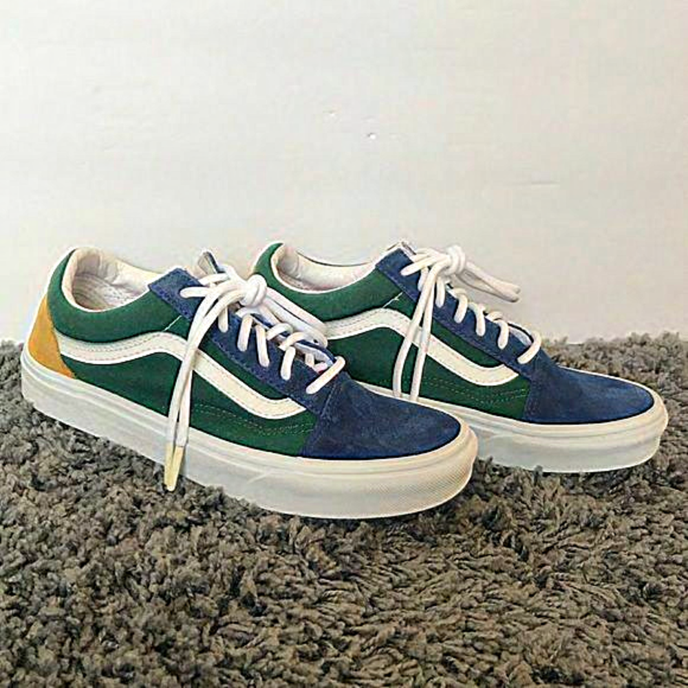 Vans Old Skool LowTop Yacht Lace Green Blue Yellow Skate Sneakers Men 5.5 500714